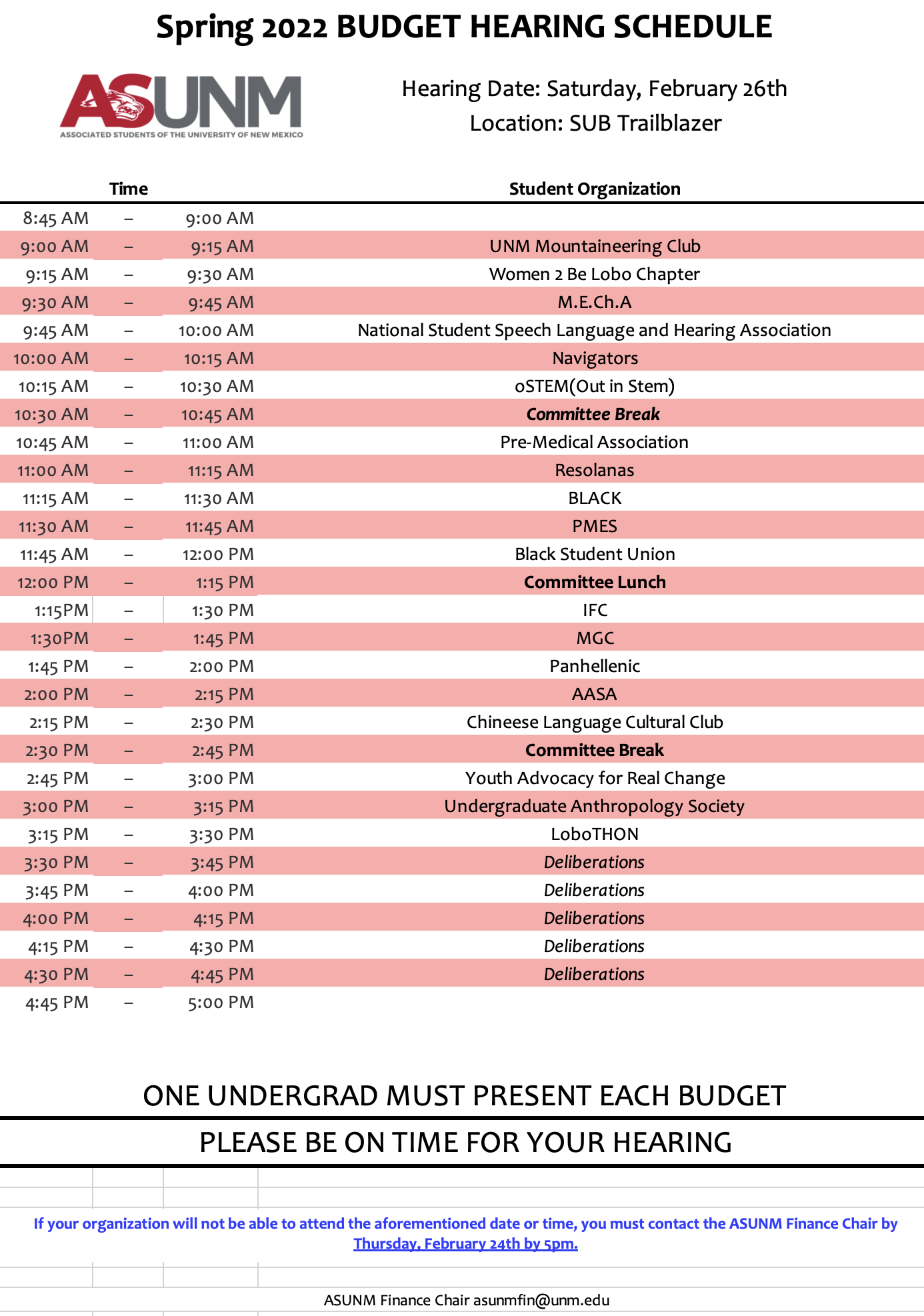 Mst Spring 2022 Schedule Two Budget Processes :: Associated Students Of The University Of New Mexico  | The University Of New Mexico
