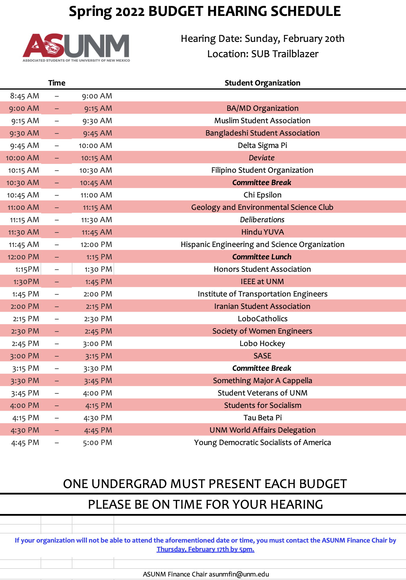 Unm Fall 2022 Schedule Two Budget Processes :: Associated Students Of The University Of New Mexico  | The University Of New Mexico